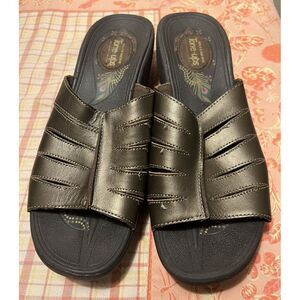 Skechers Tone Up Sandals Wedge Bronze Metallic Comfort Walk Slip On Shoes Size 8